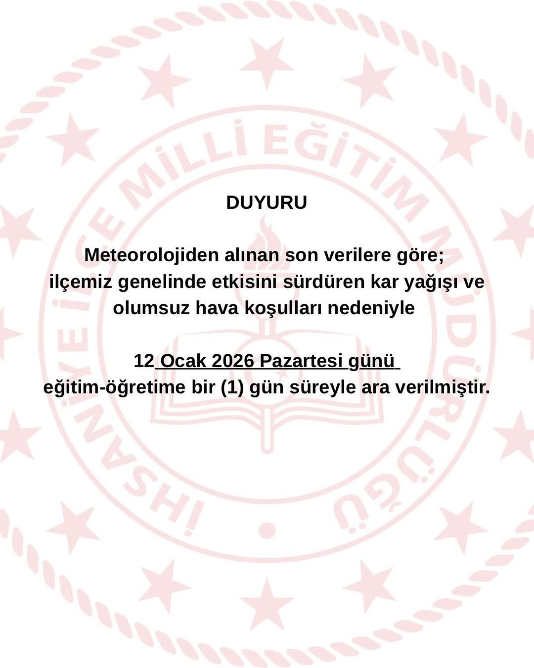 ❄️ İhsaniye İlçesinde Eğitime 1 Gün Ara! ❄️